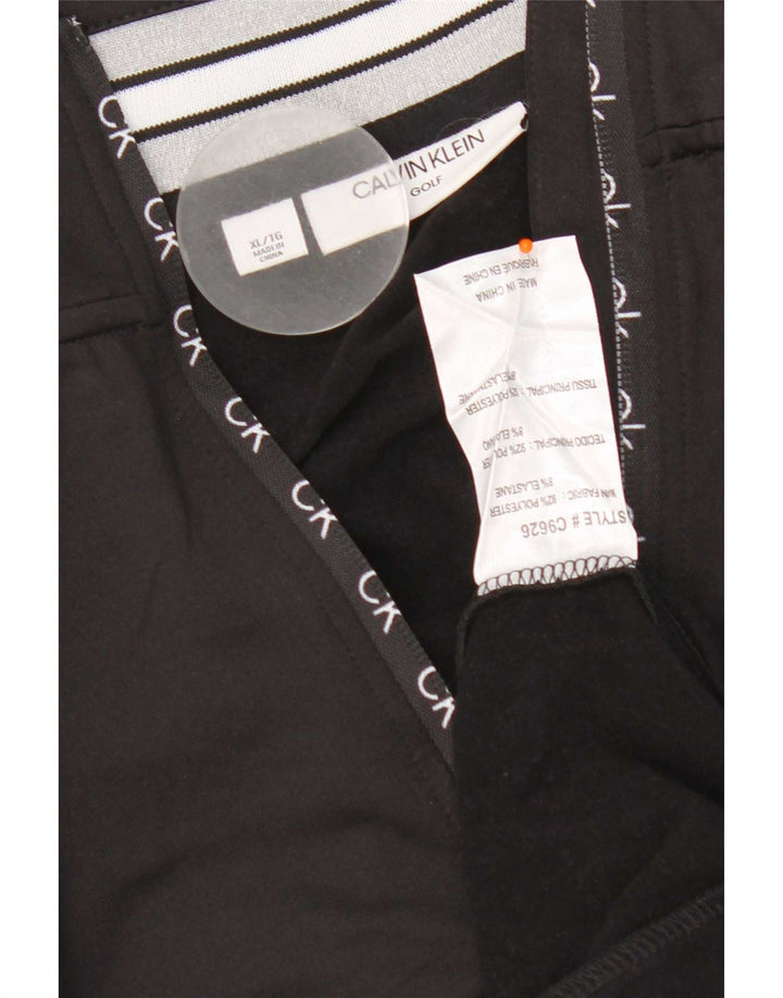 Calvin Klein Uomo Golf Zip Collo Pullover Tuta Top XL Poliestere Nero