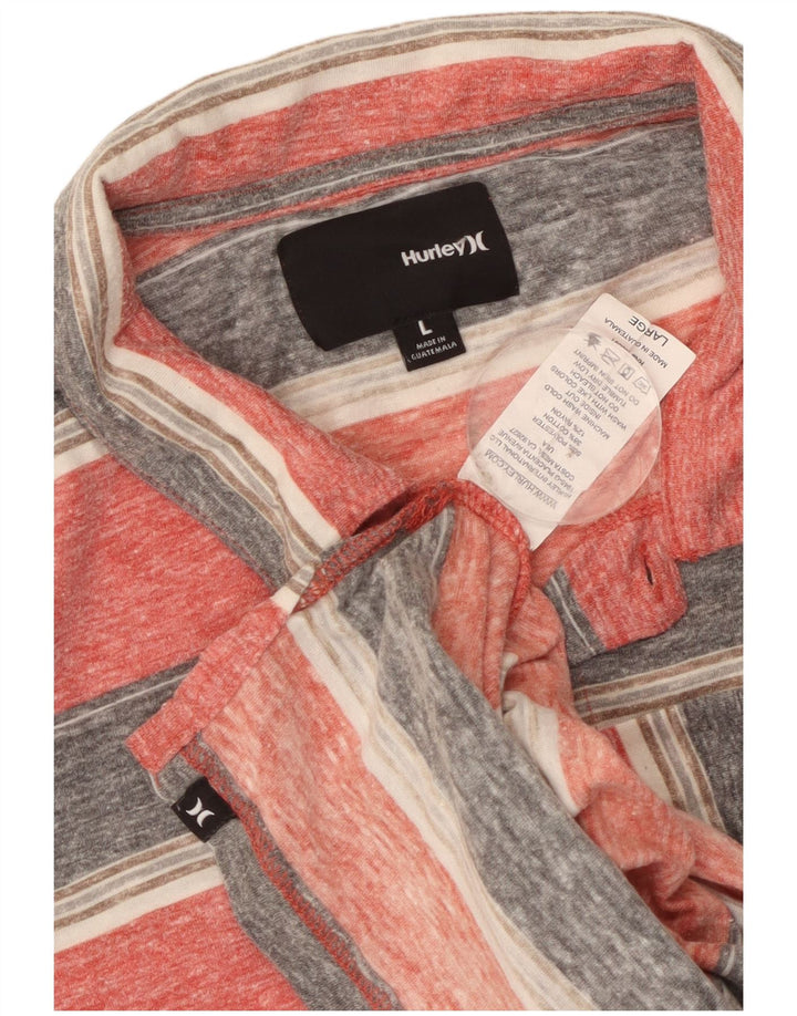 Polo da uomo Hurley grande in poliestere a righe rosa