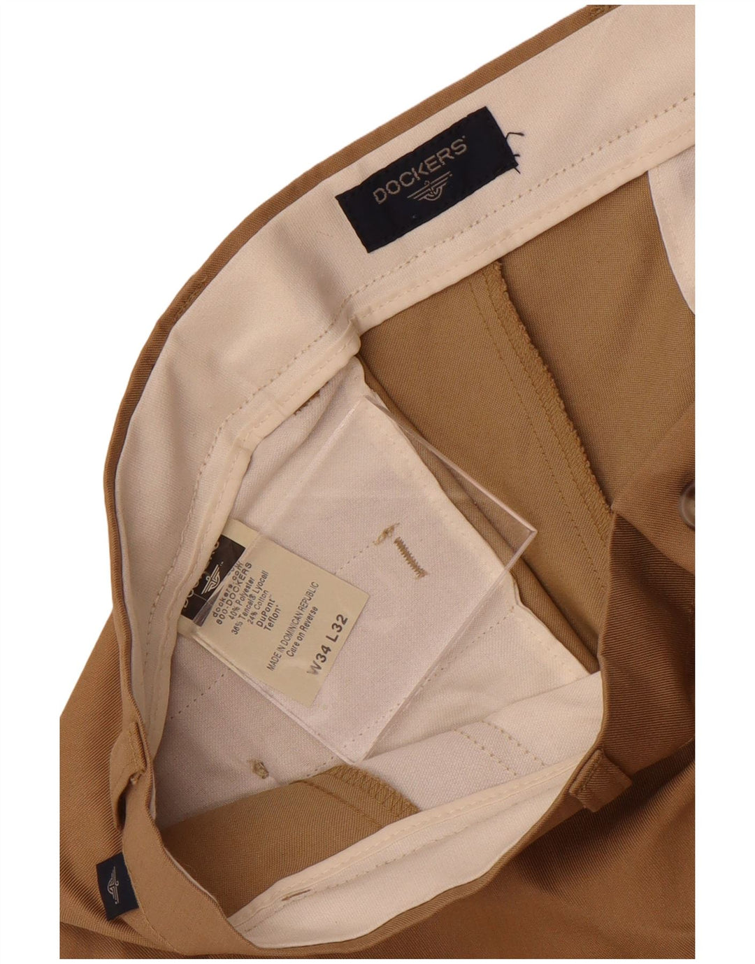 Pantaloni chino dritti da uomo Dockers W34 L32 poliestere beige