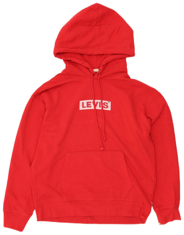 Levi's Womens Graphic Hoodie Jumper UK 14 Medium Red Cotton