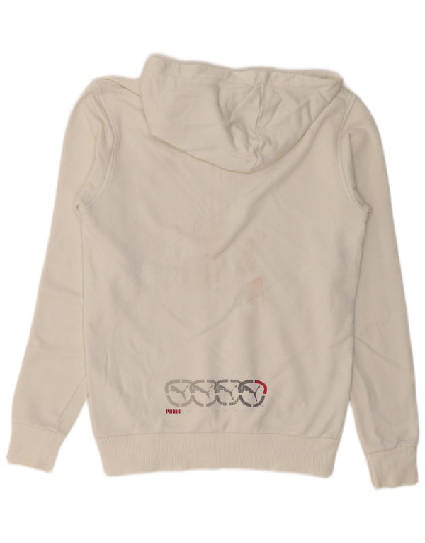 Felpa con cappuccio grafica da uomo Puma XS in cotone bianco