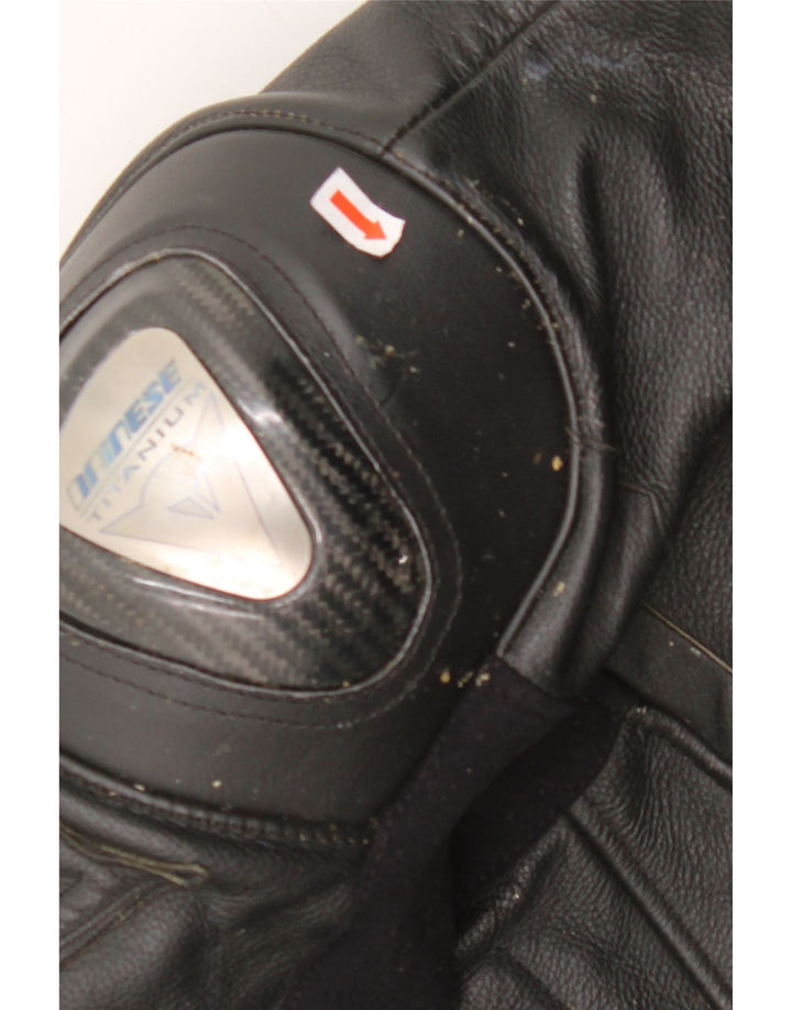 DAINESE Mens Graphic Leather Racer Jacket IT 50 Large Black Leather