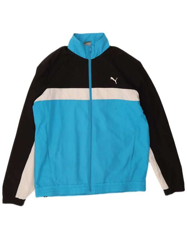 Giacca da tuta da uomo Puma Large in poliestere color block blu