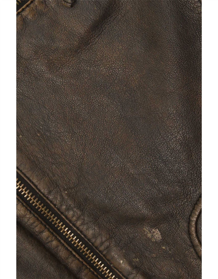 Giacca da pilota in pelle da uomo Camel Active IT 50 Large Marrone