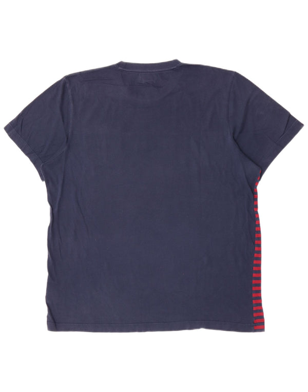 T-shirt da uomo Adidas Top grande in cotone a righe blu navy