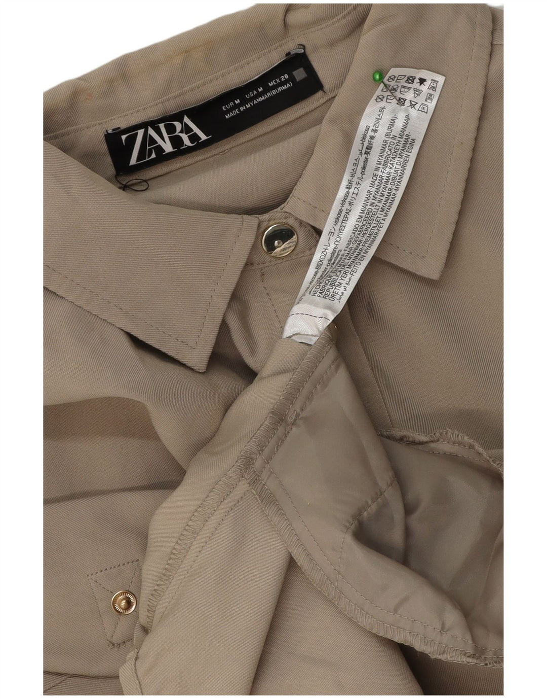 Abito chemisier oversize da donna Zara UK 14 Viscosa beige medio