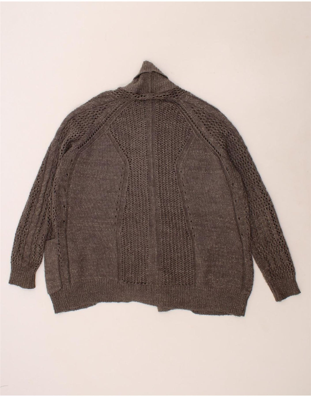 SUPERDRY Womens Oversized Cardigan Sweater UK 10 Small Grey Acrylic Vintage Superdry and Second-Hand Superdry from Messina Hembry 