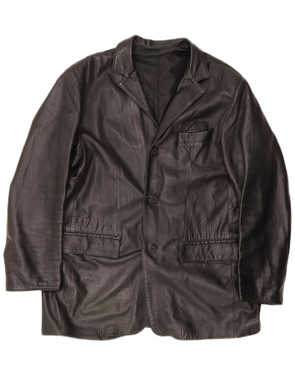 Giacca in pelle vintage da uomo IT 54 2XL Nera