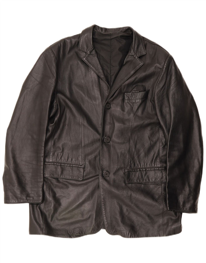 Giacca in pelle vintage da uomo IT 54 2XL Nera