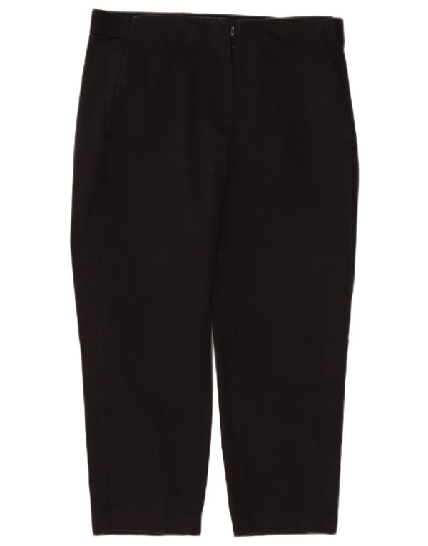 Marks & Spencer Womens Capri Trousers UK 12 Medium W32 L21 Black Cotton