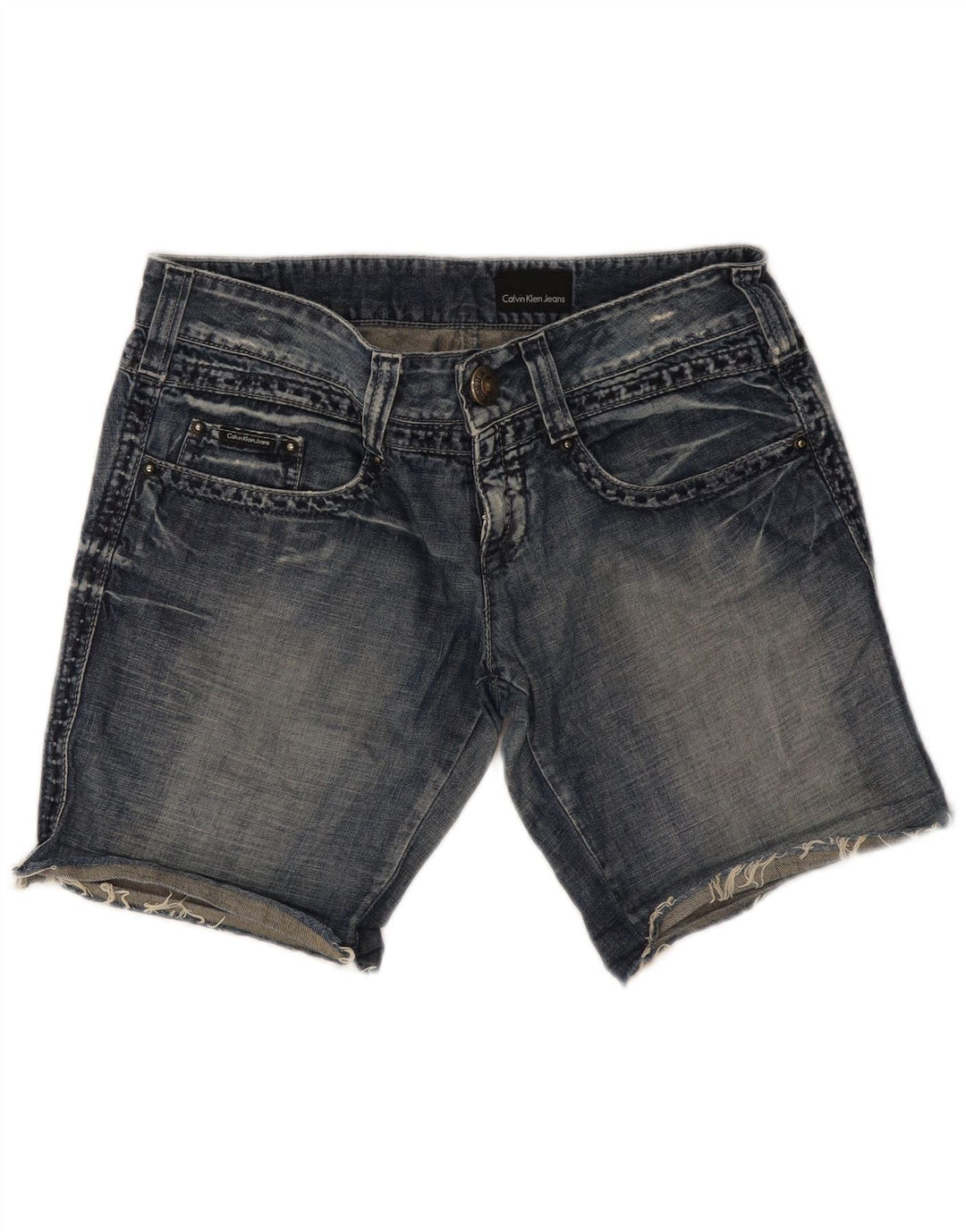 Pantaloncini di jeans da donna Calvin Klein W30 cotone blu medio