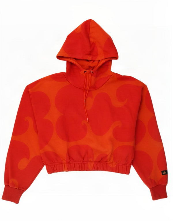 Maglione con cappuccio oversize grafico da donna Adidas UK 12/14 Cotone rosso medio