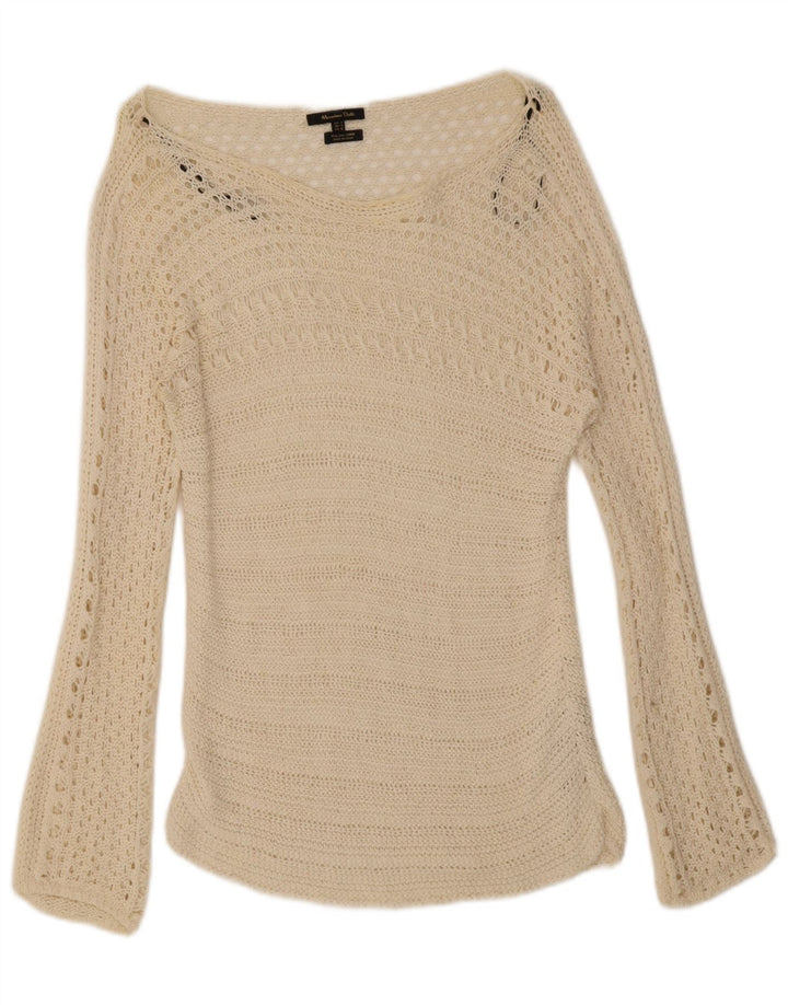 Massimo Dutti Top da donna all'uncinetto a maniche lunghe UK 12 Cotone bianco sporco medio
