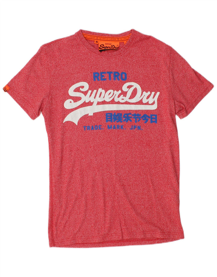T-shirt grafica da uomo Superdry Top in cotone chiazzato rosso piccolo