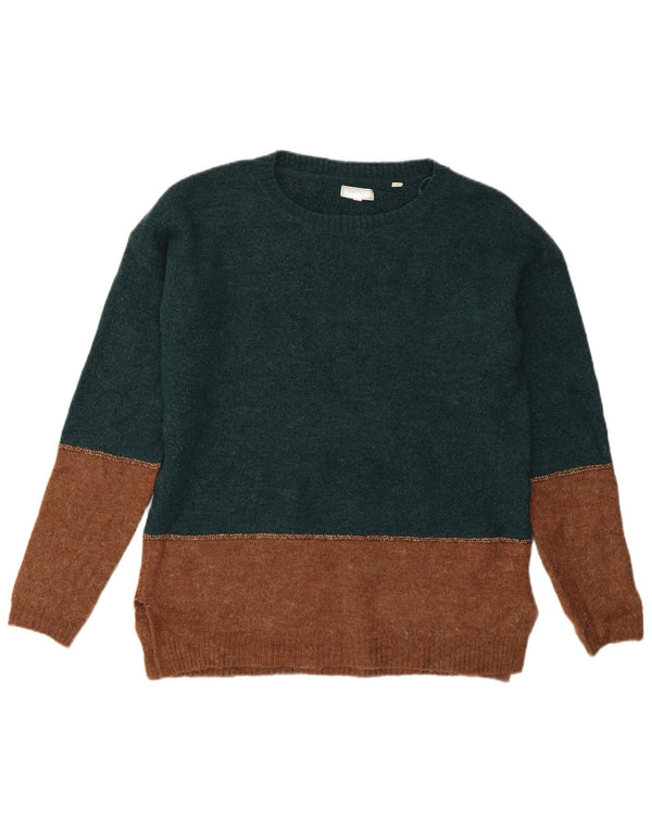 Maglione maglione con scollo a barca da donna Fat Face UK 10 Small Green Colourblock
