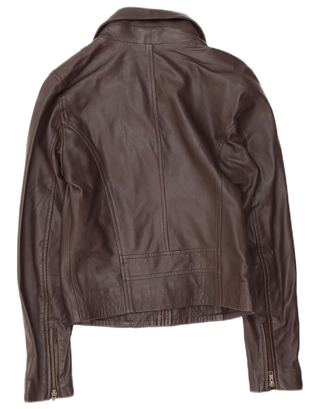 Giacca da motociclista in pelle da donna vintage UK 12 Pelle marrone medio