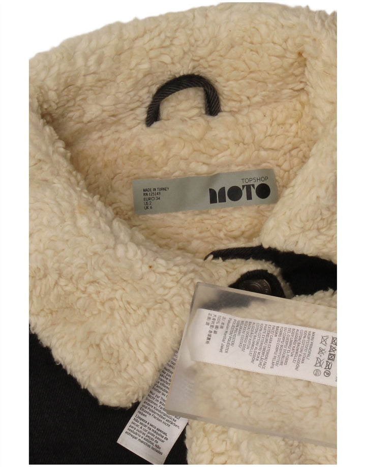 Topshop Giacca in denim Sherpa oversize da donna UK 6 XS Cotone grigio