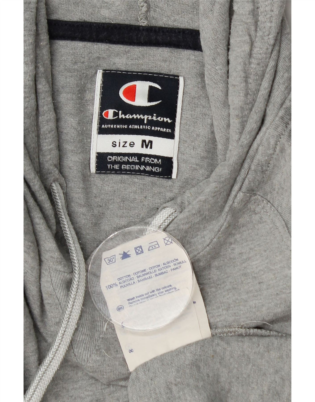 Felpa con cappuccio da uomo Champion in cotone grigio medio
