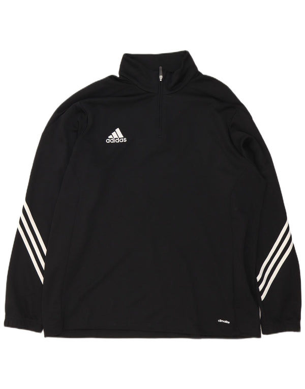 Adidas Uomo Climalite Zip Neck Pullover Tuta Top 2XL Poliestere Nero