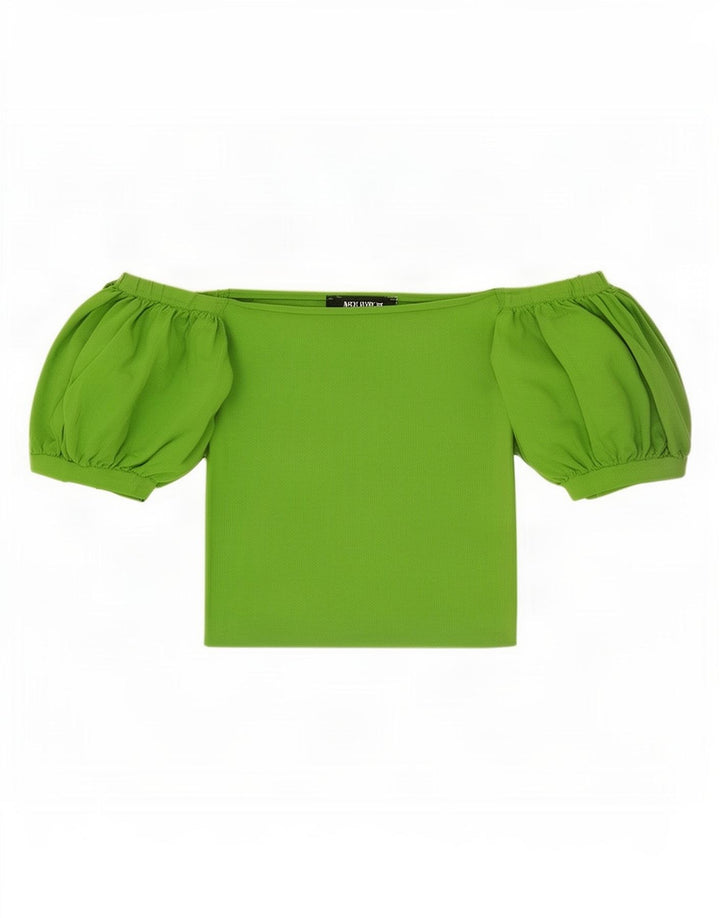 Top corto con spalle scoperte da donna Zara UK 12 verde medio