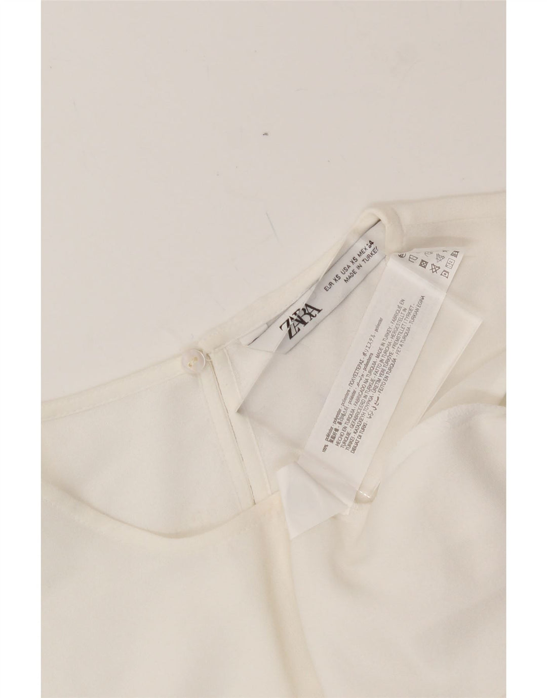 ZARA Womens Blouse Top UK 6 XS White Polyester Vintage Zara and Second-Hand Zara from Messina Hembry 