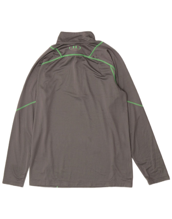 Under Armour Top da uomo con zip e collo a maniche lunghe, grande, in poliestere grigio, sportivo