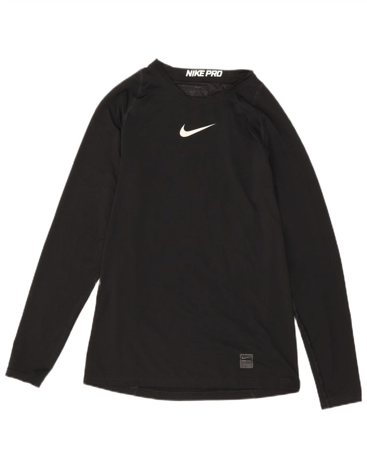 Top Nike Dri Fit Graphic da uomo a maniche lunghe, piccolo, in poliestere nero