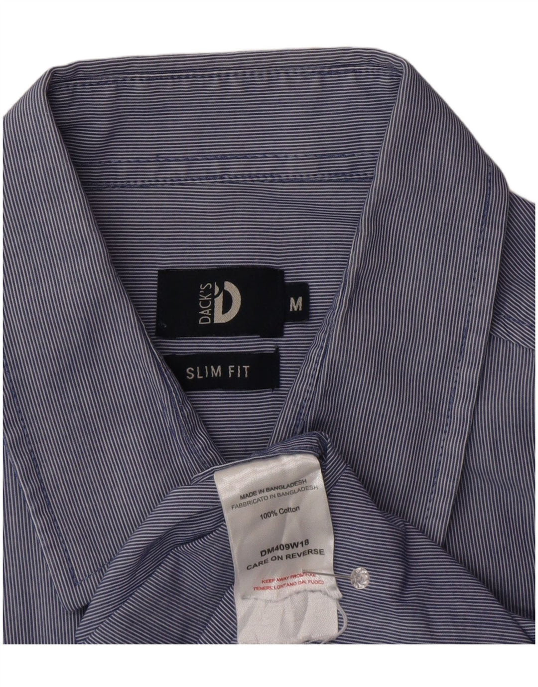 Camicia slim fit da uomo Dack's in cotone gessato blu medio