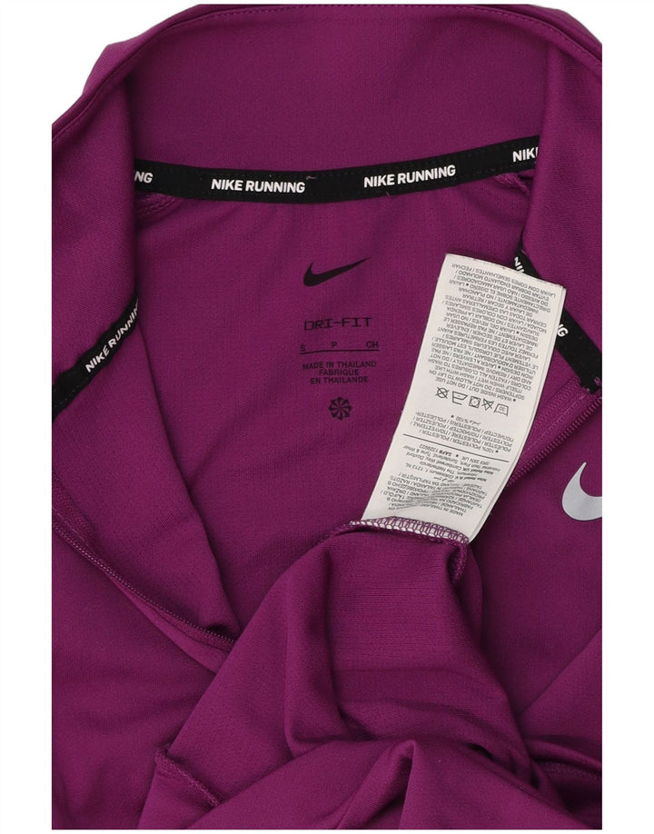 Maglia da tuta pullover con zip e collo Nike Dri Fit da donna UK 10 piccola viola