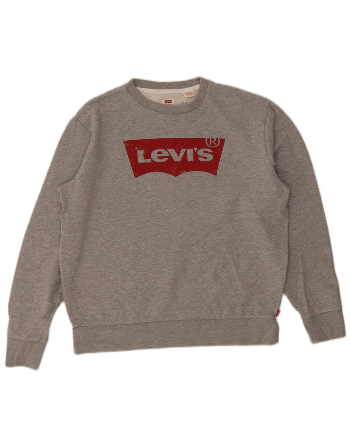 LEVI'S Felpa con grafica da uomo Maglione in cotone grigio medio