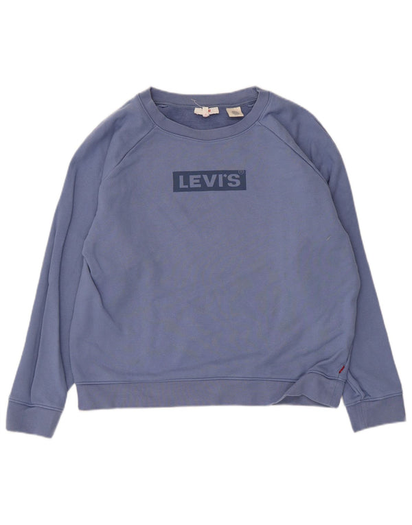 Levi's Felpa oversize con grafica da donna, maglione UK 10, piccolo cotone blu
