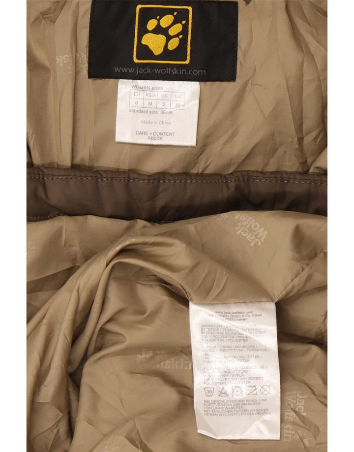 Cappotto imbottito con cappuccio da donna Jack Wolfskin UK 10 piccolo poliestere kaki