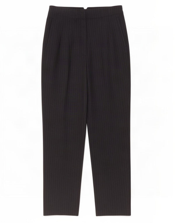 Zara Womens Cropped Trousers UK 18 XL W36 L25 Navy Blue Pinstripe Viscose
