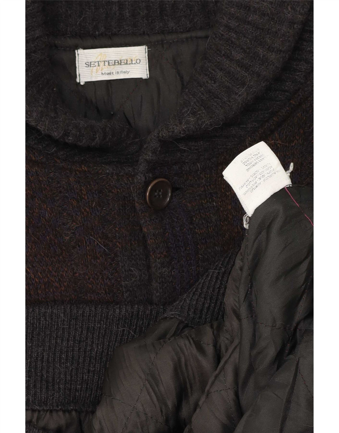 Maglione cardigan da uomo Settebello grande acrilico a quadri grigi