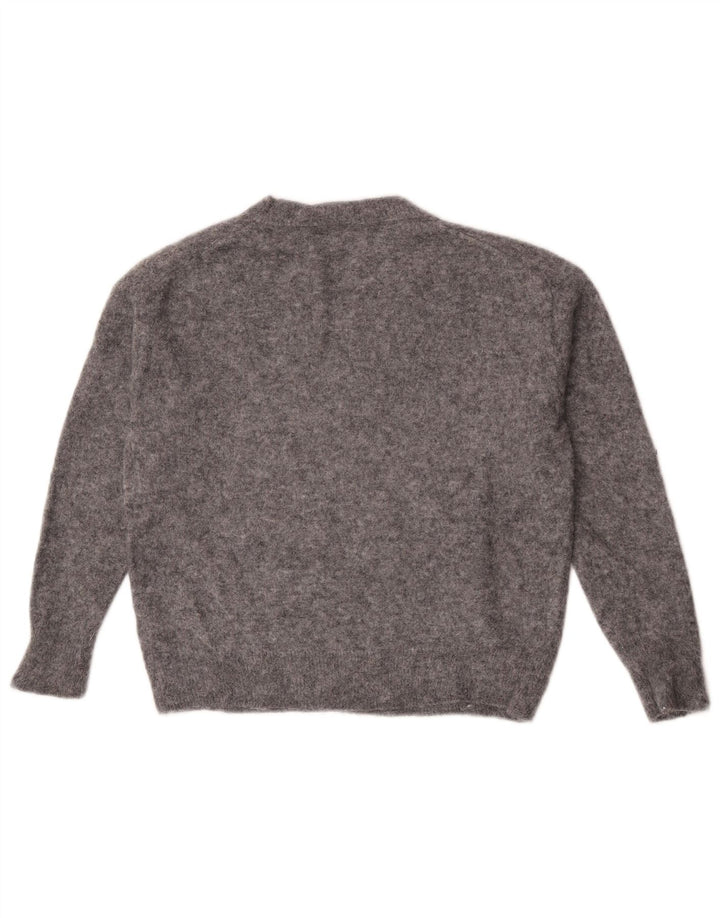 Maglione oversize con scollo a V da donna Zara UK 10 piccolo grigio screziato