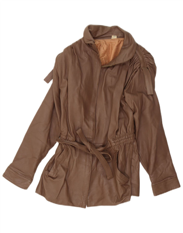 Giacca in pelle vintage da donna IT 38 XS Marrone