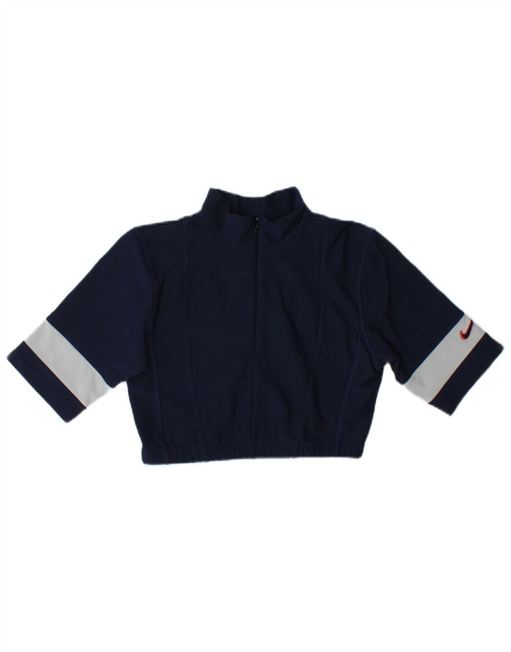 Top della tuta da ginnastica Nike per ragazze con zip e collo, 12-13 anni, grande, blu navy