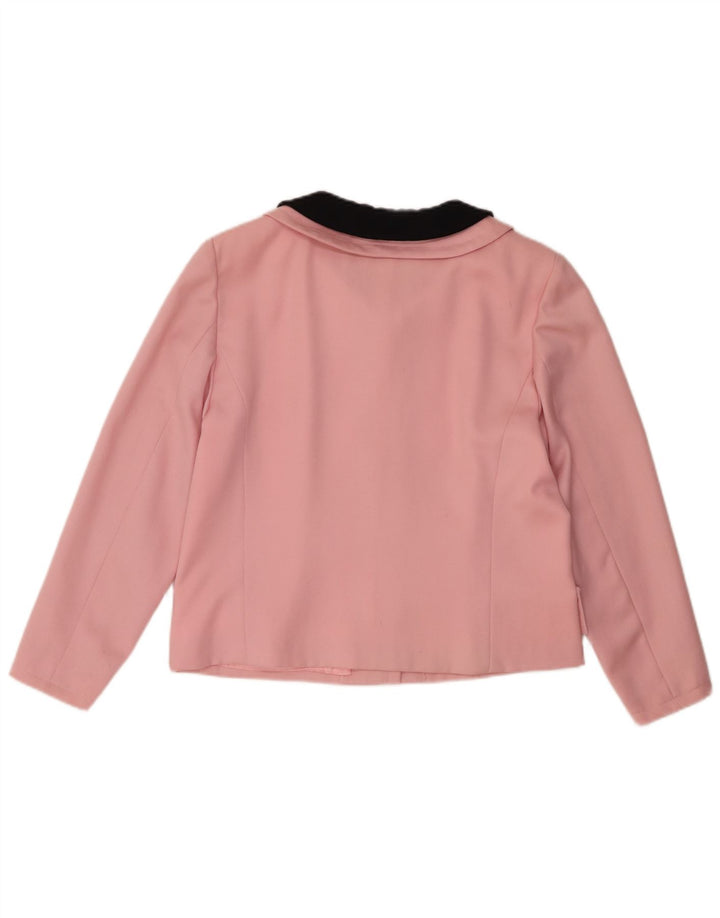 Giacca Bolero vintage da donna UK 12 color block rosa medio