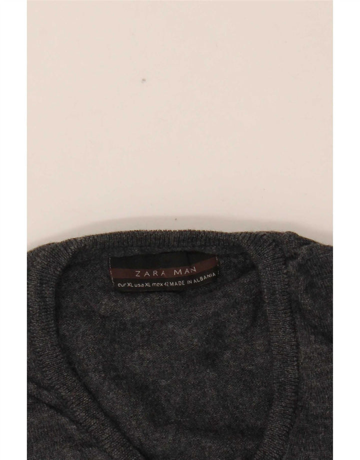 Maglione Zara da uomo con scollo a V XL grigio