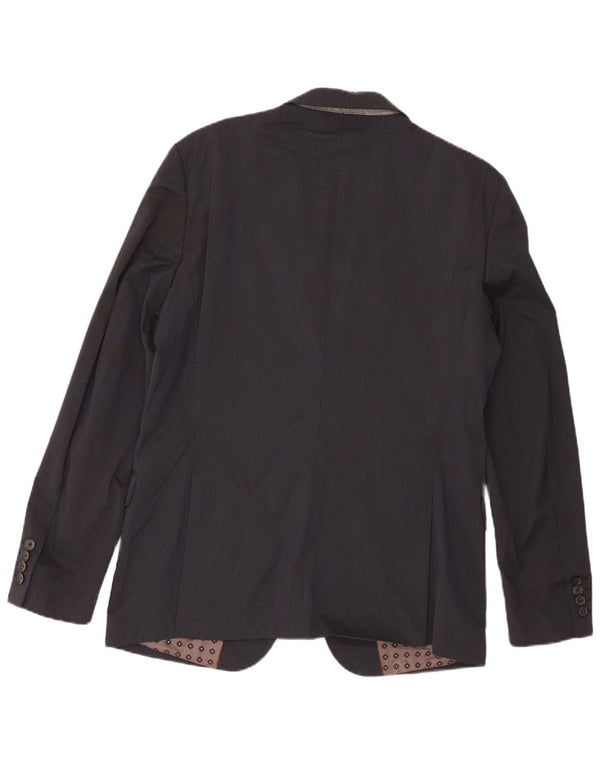 Giacca blazer da uomo a 2 bottoni Zara EU 52 grande gessato blu navy