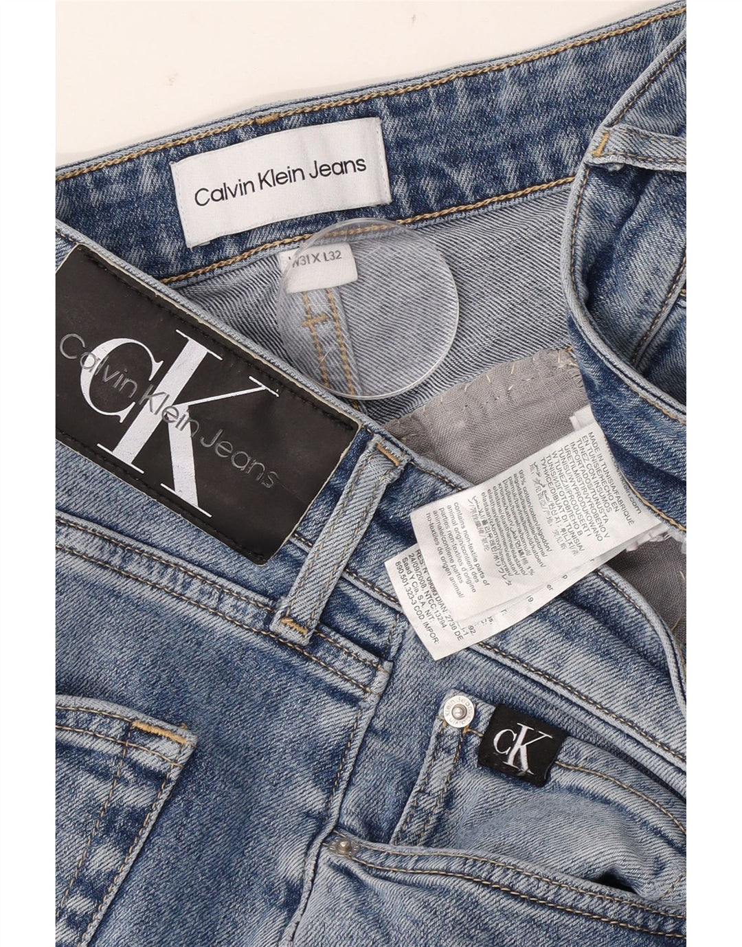 Jeans slim da uomo Calvin Klein W31 L32 cotone blu