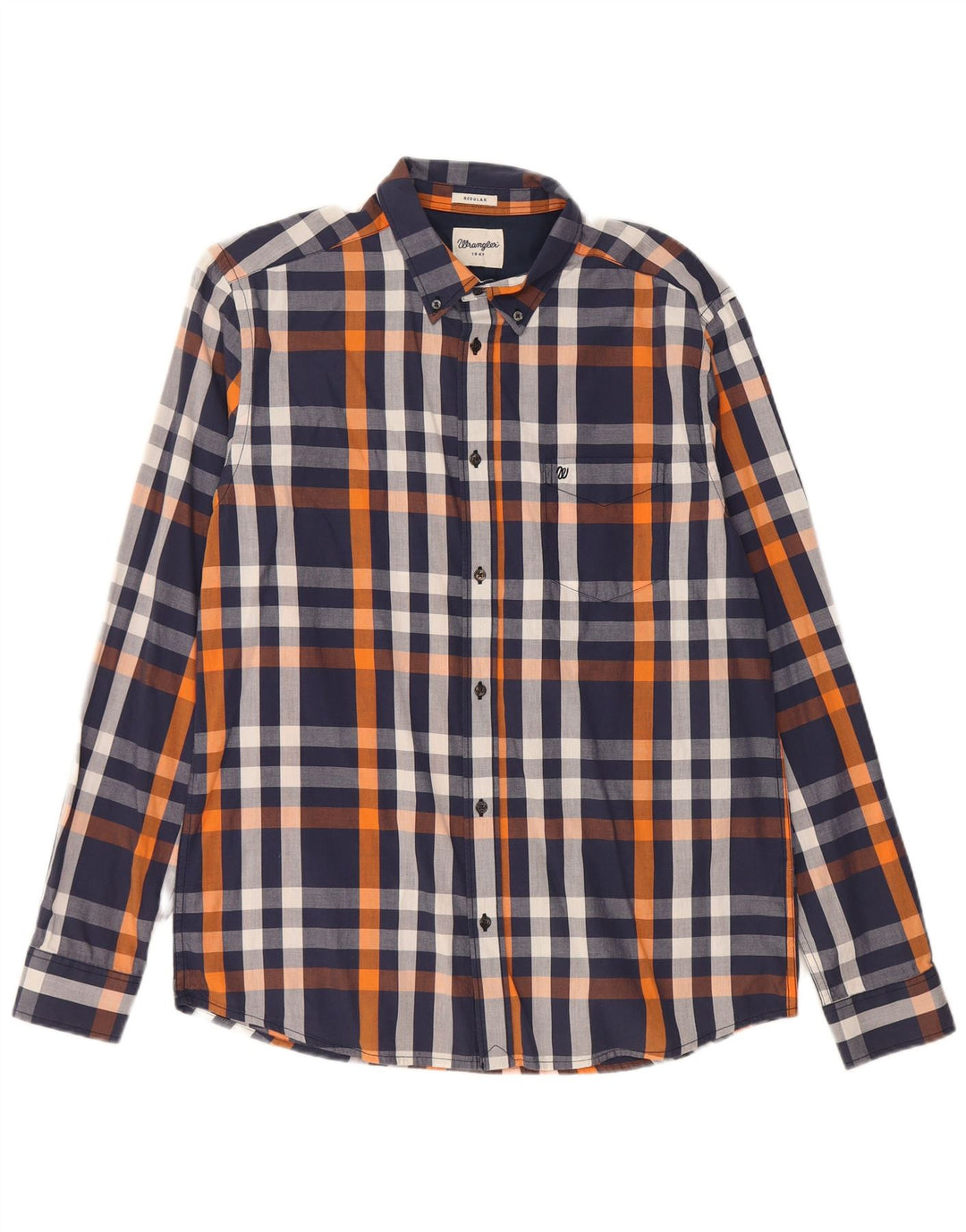 Camicia Wrangler da uomo vestibilità regolare in cotone a quadri blu navy medio