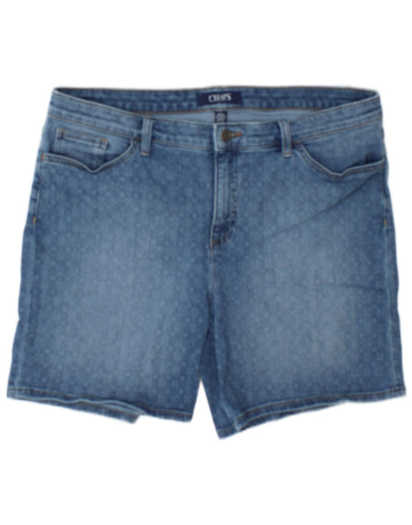 Pantaloncini di jeans da donna Chaps US 14 XL W36 cotone maculato blu