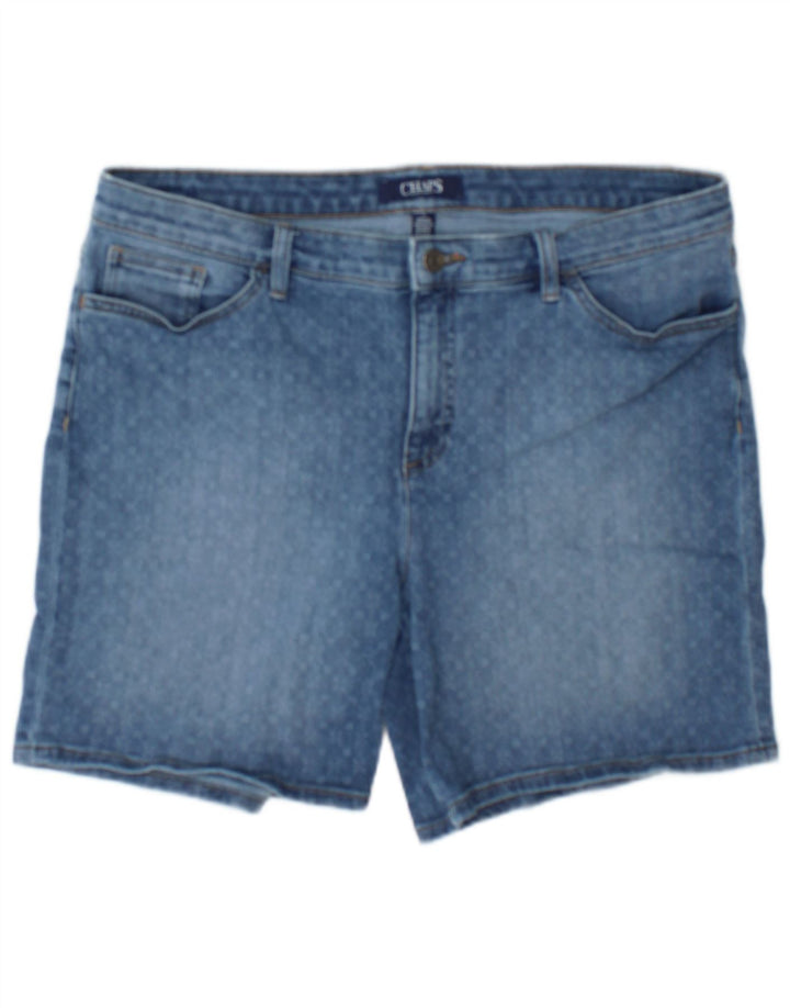 Pantaloncini di jeans da donna Chaps US 14 XL W36 cotone maculato blu