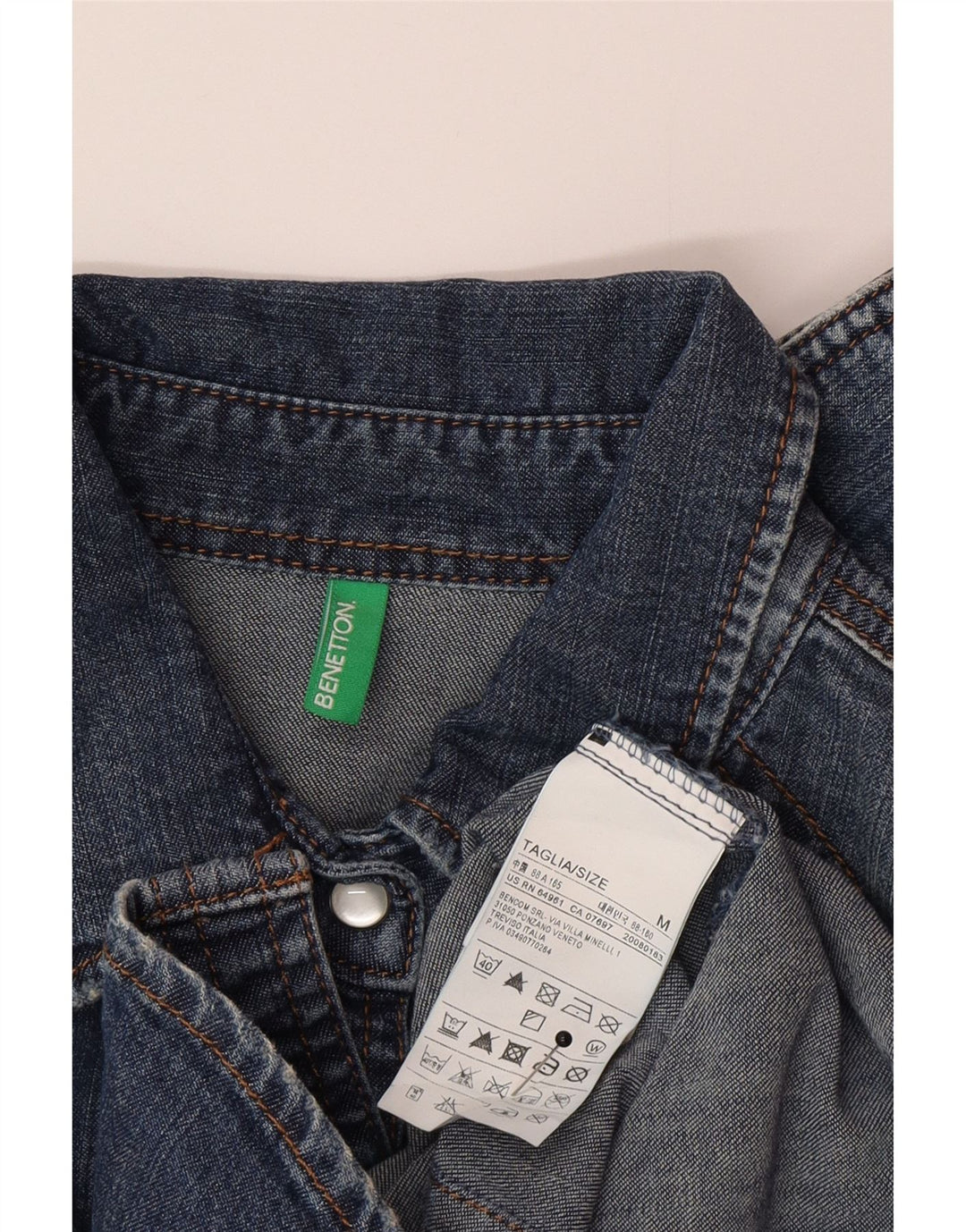 Camicia di jeans da donna Benetton UK 12 Cotone blu medio