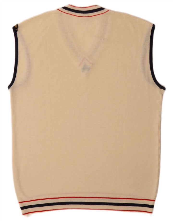 Canottiera vintage da uomo piccola in acrilico beige