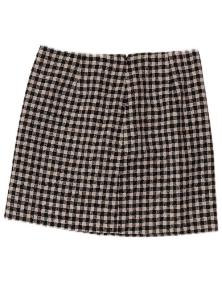 Minigonna da donna Moschino UK 10 Small W28 Lana vergine a quadretti nera