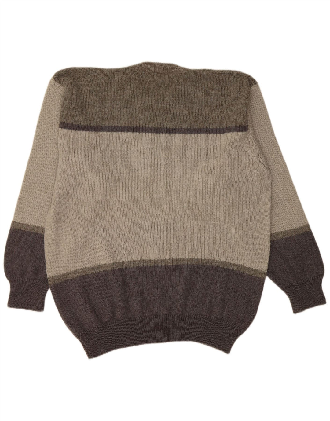 Maglione maglione girocollo da uomo Pierre Monet XL grigio geometrico in lana vergine