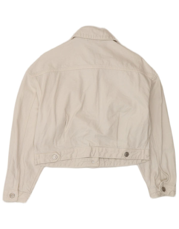 Giacca di jeans oversize corta da donna Zara UK 6 XS cotone bianco