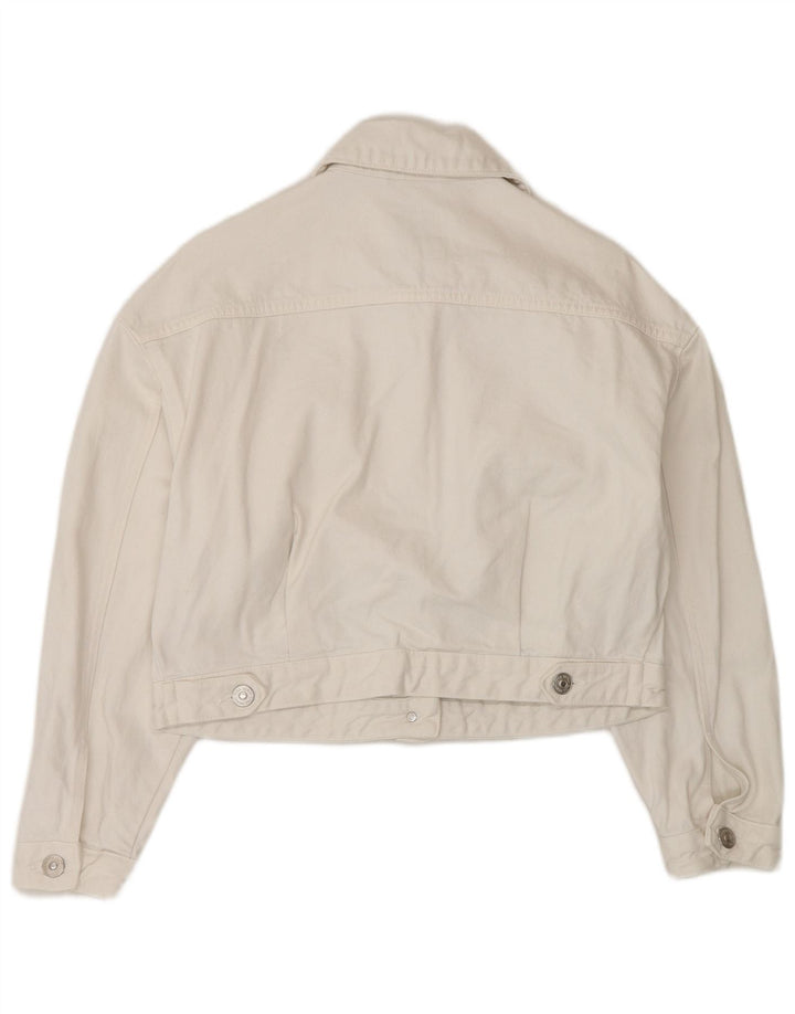 Giacca di jeans oversize corta da donna Zara UK 6 XS cotone bianco